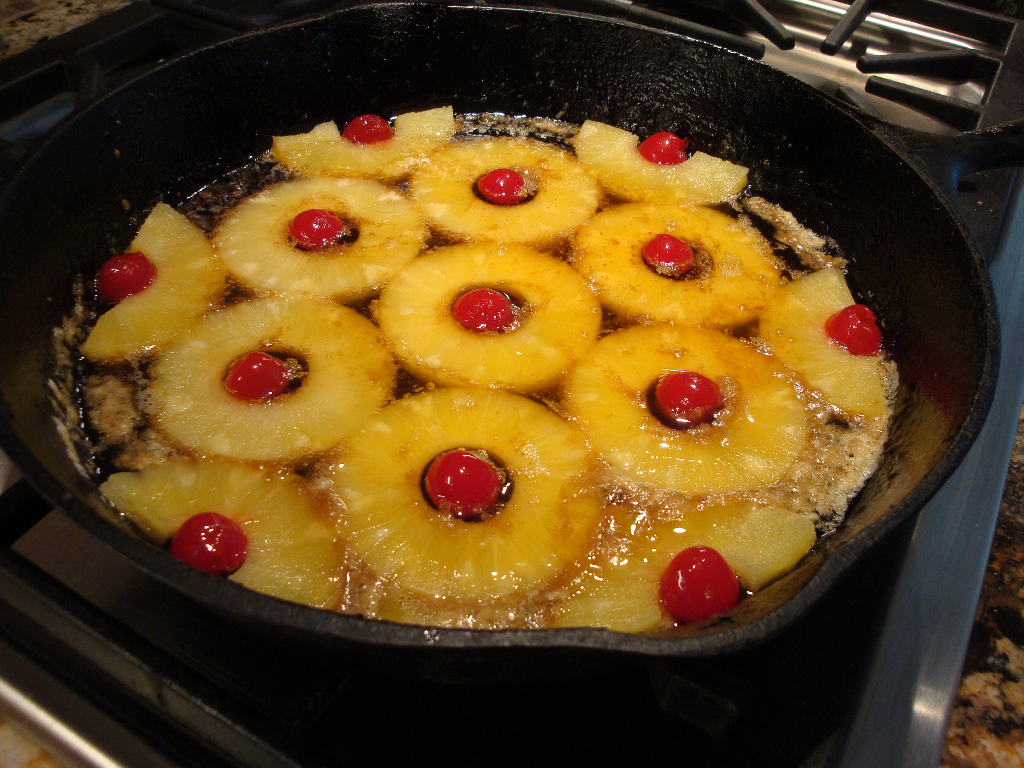 pineapple and maraschino cherries